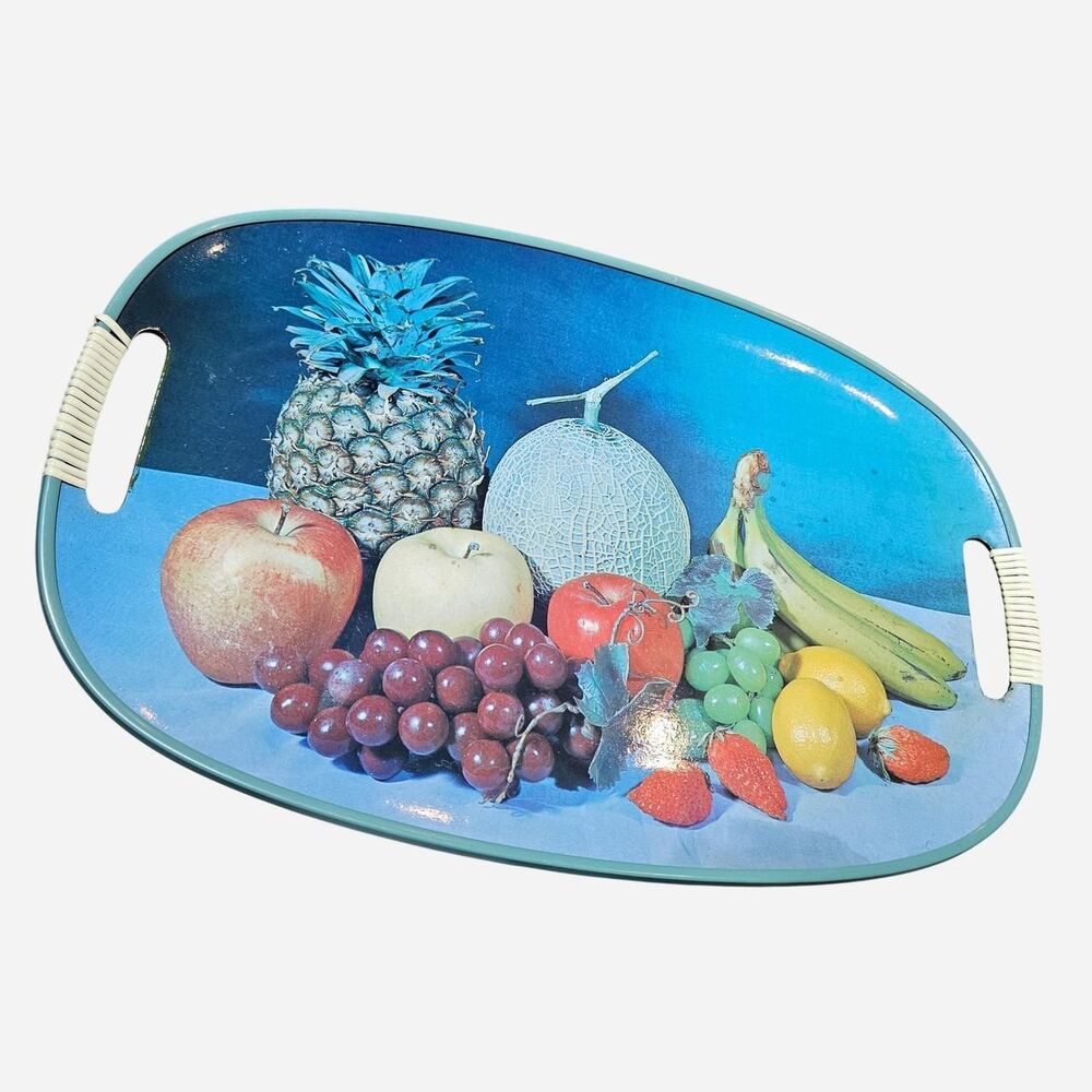vintage mcm kitschy fruit serving tray